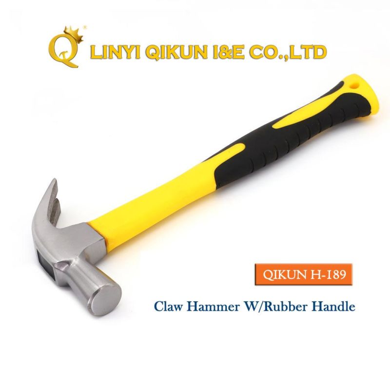 H-187 Construction Hardware Hand Tools American Straight Type Claw Hammer with Plastic Coated Handle
