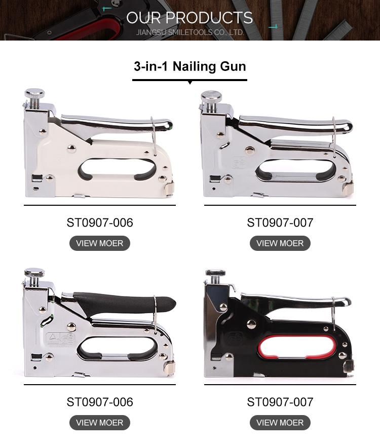 Silver Color Three-Way Tacker Staple Gun Kit with Factory Price