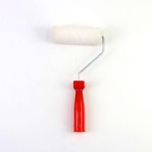White Polyester Fiber Roller Red Plastic Handle Paint Roller Brush