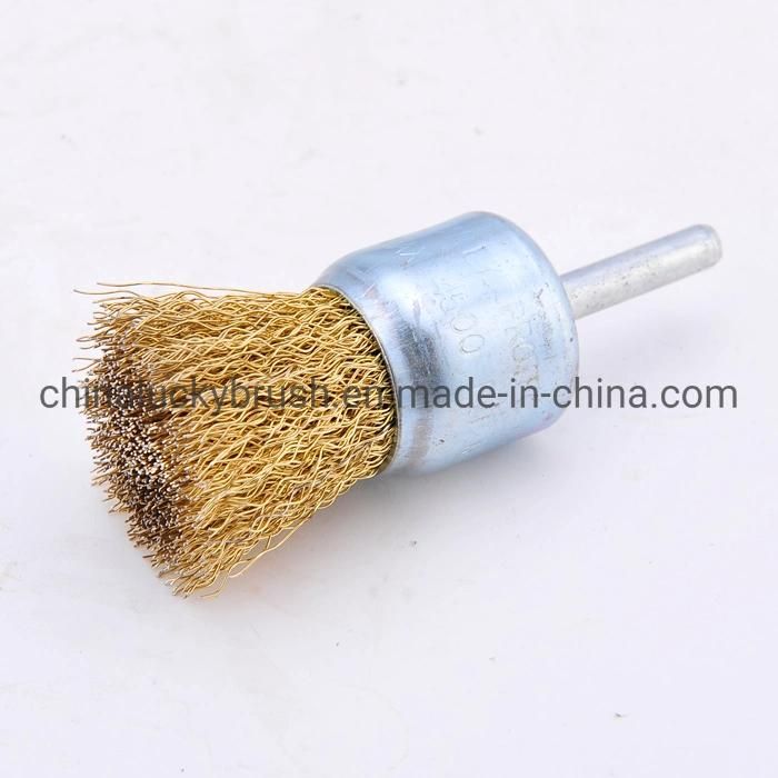 25mm Steel Wire End Polishing Brush with Shaft /Mini Steel Wire Grinding Industrial Brush with Shaft/Wheel for Drill (YY-063)