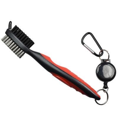 OEM Retractable Cleaner Men Golf Accessories Aluminum Carabiner Nylon Steel Golf Club Brush