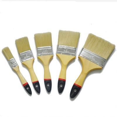 Professional Black Bristle Blend Varnished Wooden Handle Flat Brush (GMPB025)