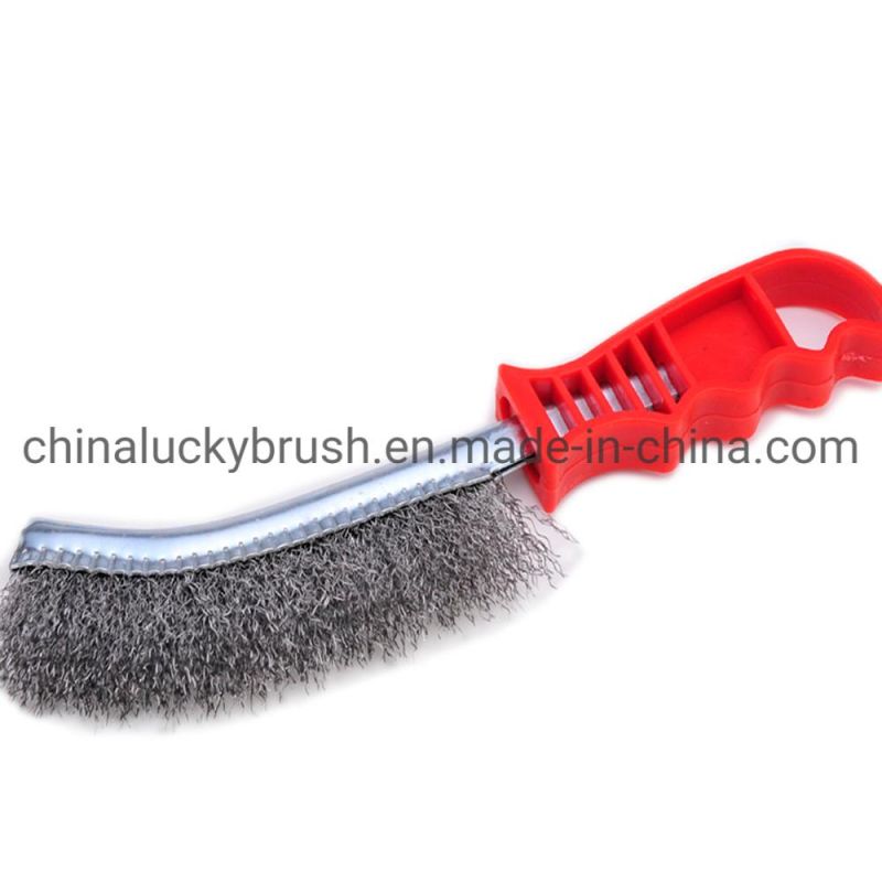 Stainless Steel Plastic Handle Knife Brush/Plastic Handle Steel Wire Cleaning or Polishing Brush Hardware Tool (YY-069)