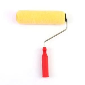 White Polyester Fiber Roller Red Plastic Handle Paint Roller Brush