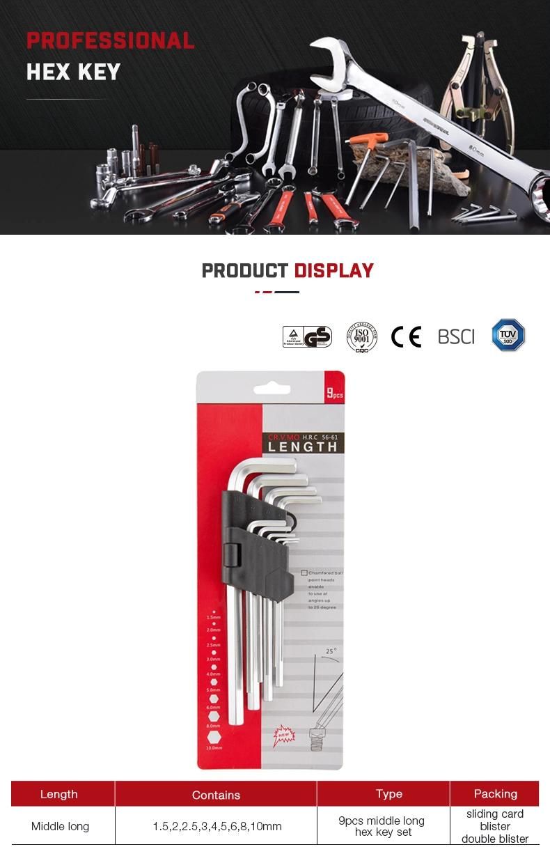 9PC Plastic Hex Key Set (1.5-10)