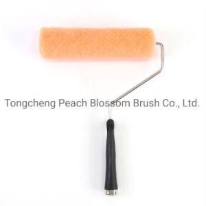 Orange Polyester Roller Black Plastic Handle Paint Roller Brush