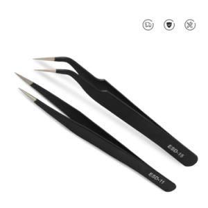 Curved Straight Tweezers Anti-Static Precision Stainless Forceps Phone iPad Repair IC Chips Motherboard Repair Hand Tools