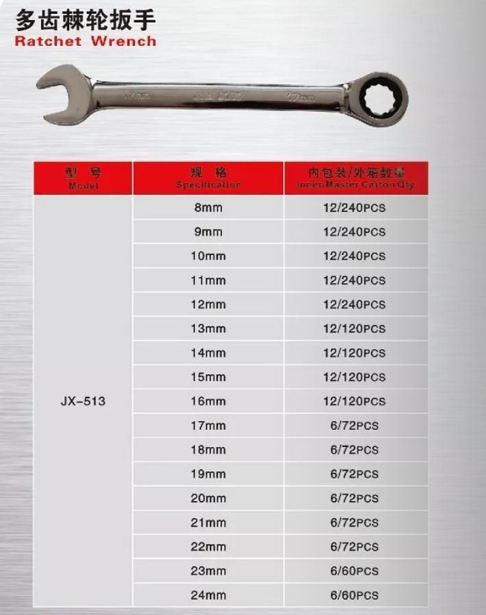 High Quality Multi Purpose Tools Single Way Double End Box Ratchet Wrench