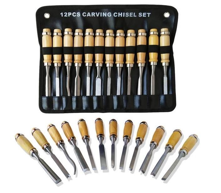 Professional Hardened Steel 12PCS Wood Carving Chisel Tool Set