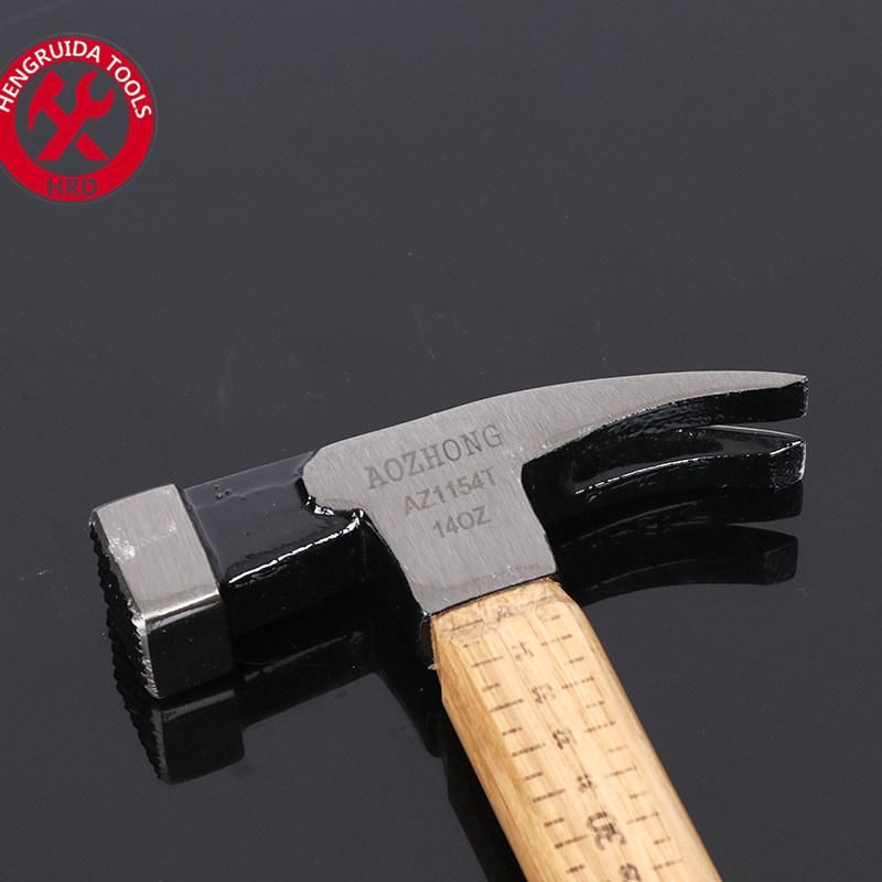 Square Head Claw Hammer Laser Curved Scale Wood Handle with Compressed Wooden Handle