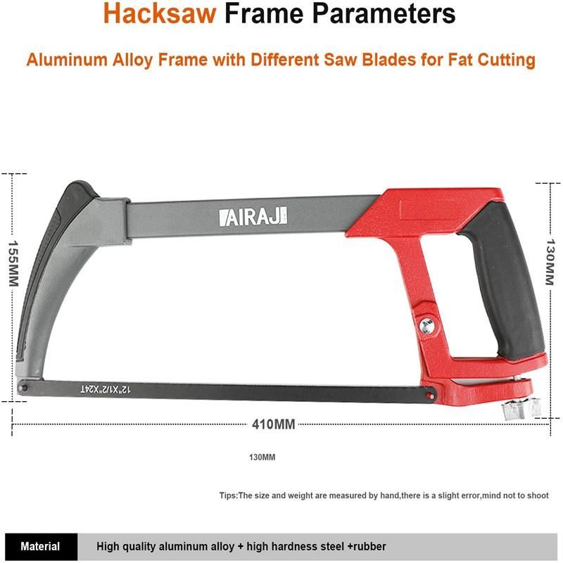 Adjustable Hacksaw Frame Set Tools High-Tension Hacksaw with 10 Hacksaw Blades