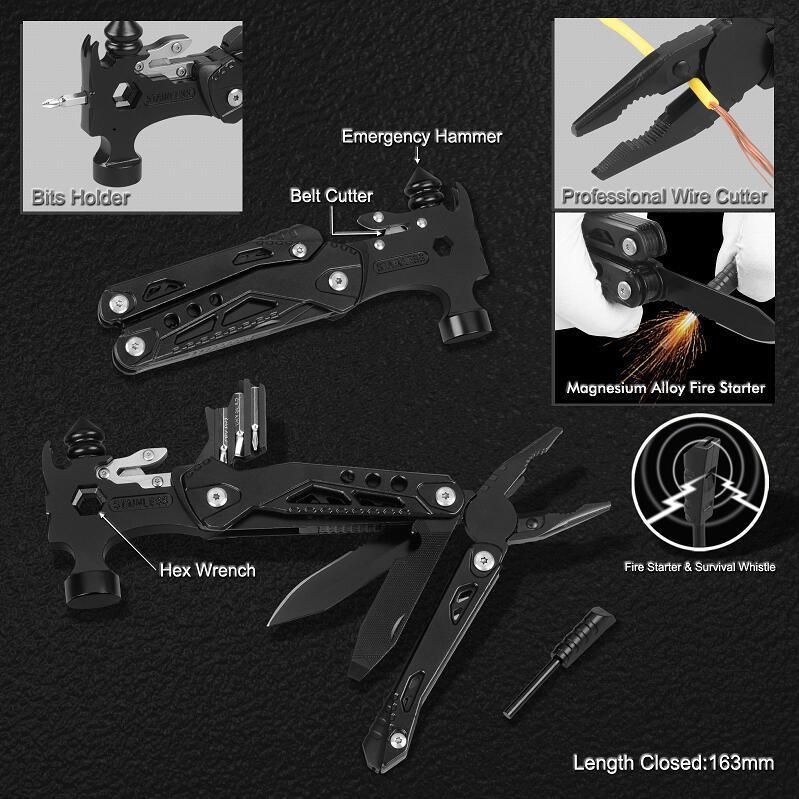 Multi Function Tools with Fire Starter and Survival Whistle (#8517)
