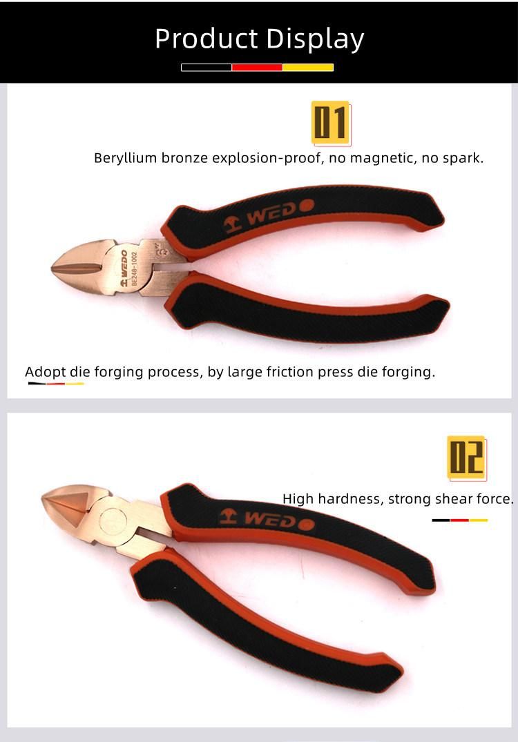 WEDO 6" 8"Non-Sparking Diagonal Cutting Pliers, Spark-Free Safety Side Wire Cutters Pliers, Non-Magnetic Beryllium Copper