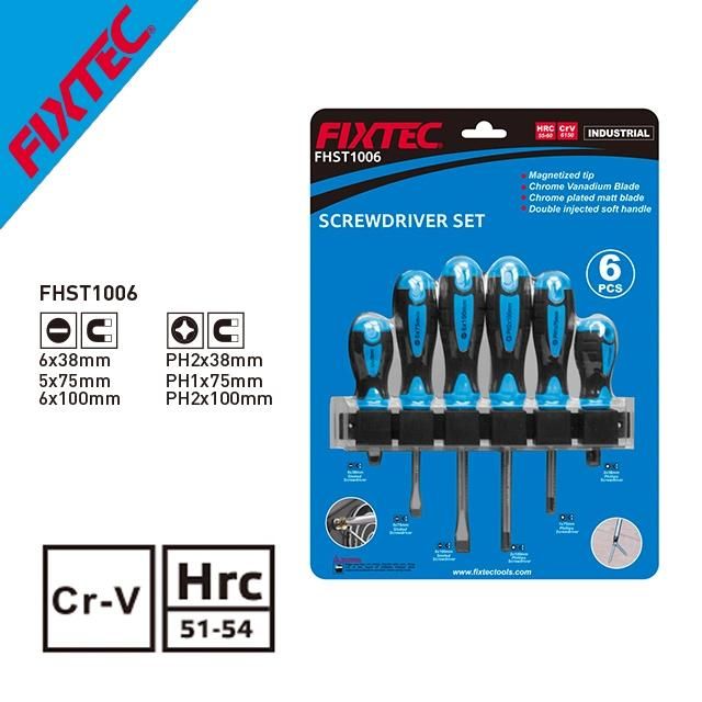 Fixtec 6PCS Cr-V Screwdriver Set with Magnetized Tip