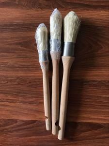 Long Wooden Handle Round Brush White Bristle Material