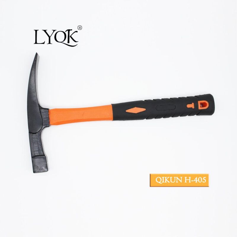 H-404 Construction Hardware Hand Tools Fiberglass Rubber Handle German Type Bricklayer Mason Hammer