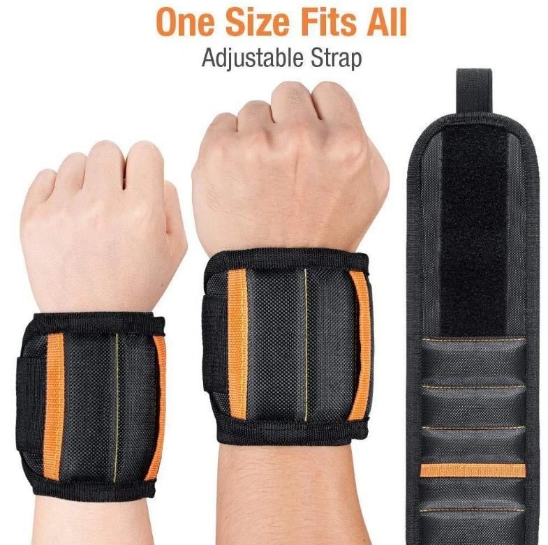 Magnetic Wristband with Two Pocketadjustable Wrist Strap for Holding Screws Nails and Other Small Metal Parts (15 Magnets)