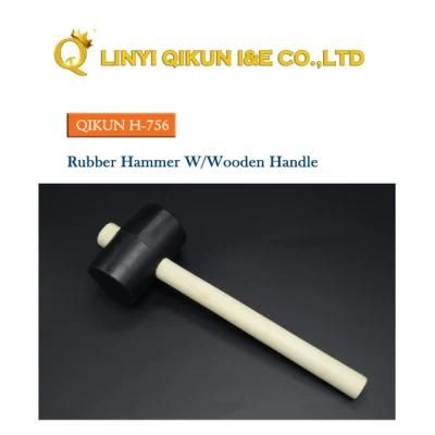 H-756 Construction Hardware Hand Tools Rubber Plastic Hammer with Wooden Handle