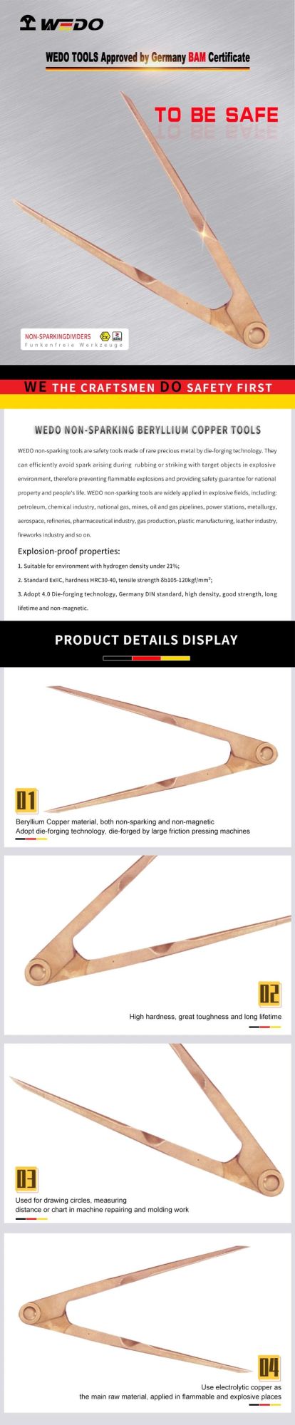 Wedo Non Sparking Beryllium Copper Material Dividers