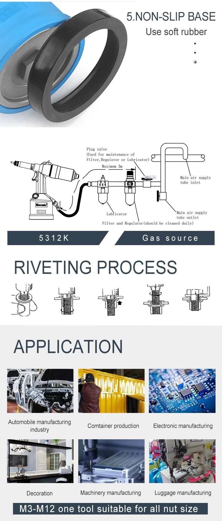 Customize Reverse Back Nut Function Hydro Pneumatic Hand Nut Riveter