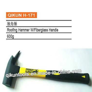 H-162 Construction Hardware Hand Tools Mirror Polished Claw Hammer with Fiberglass Handle