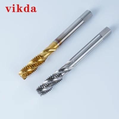 Vikda Spiral Flute Tap Tin Coat High Quality DIN JIS Machine Tap Hsse Cobalt HSS Co Tap