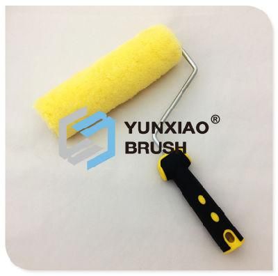 Yellow Polyester Paint Roller Brush with Rubber Handle