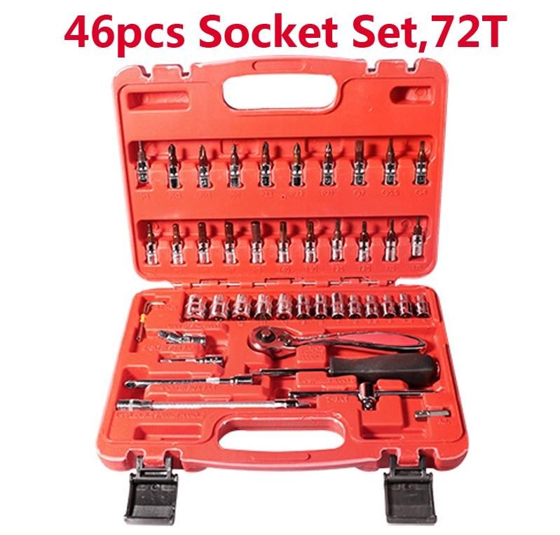 Professional 53PCS 46PCS 1/4" CRV Spanner Socket Set Tool Kit Hand Tools