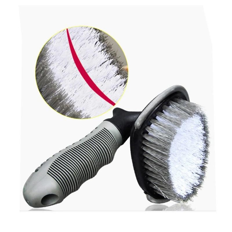 Car Wheel Tire Curve Scrubber Brusher Washing Cleaner Cleaning Tool for Car Truck Vehicle Motorcycle with Non-Slip Grip Handle Esg13049