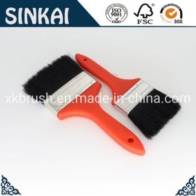 Paint Brush (Flat Brush with Black Bristle &amp; Synthetic Filaments, Plastic Handle)