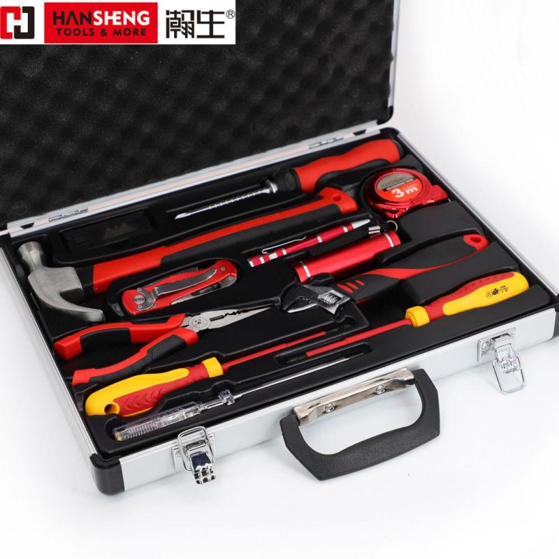 Household Set Tools, Plastic Toolbox, Combination, Set, Gift Tools, Made of Carbon Steel, CRV, Polish, Pliers, Wrench, Wire Clamp, Hammer, Snips, 12 Set