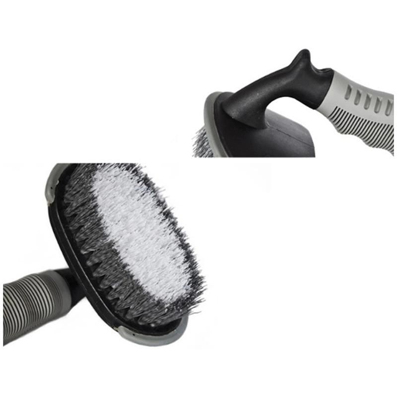 Car Wheel Tire Curve Scrubber Brusher Washing Cleaner Cleaning Tool for Car Truck Vehicle Motorcycle with Non-Slip Grip Handle Esg13049