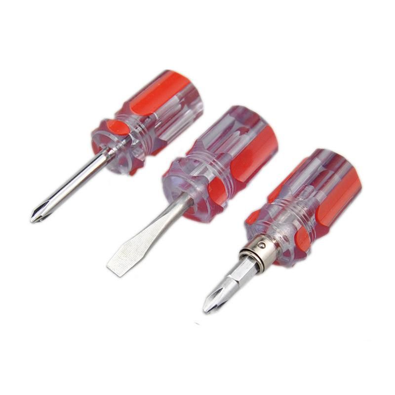 Plastic Handle Cr-V Steel Double Way Stubby Screwdriver