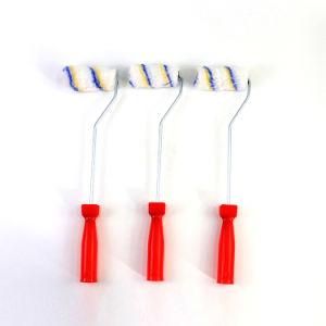 New Polyester Fiber Roller Long Red Plastic Handle Paint Roller Brush