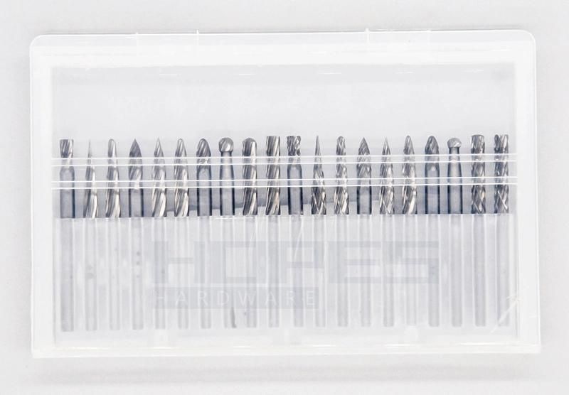 20PCS 3mm Solid Carbide Burr Rotary File Set with Single Double Cut Tooth Grinding Bits Kit