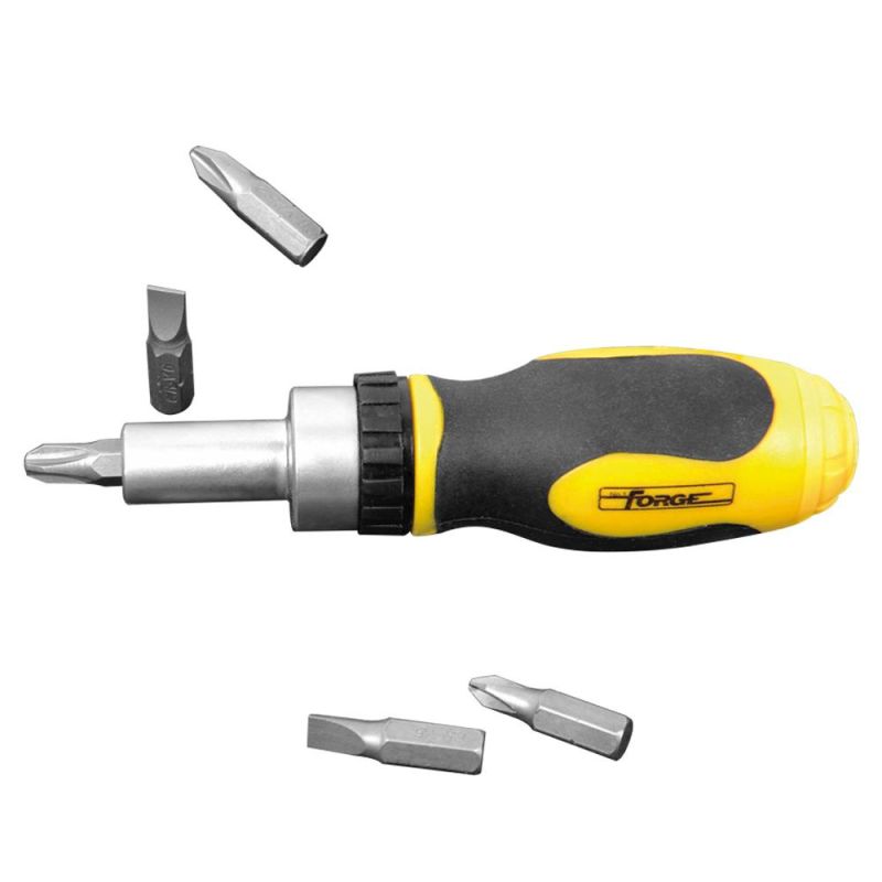 Hand Tools 5 in 1 Cr-V Steel Stubby Ratchet Screwdriver Set