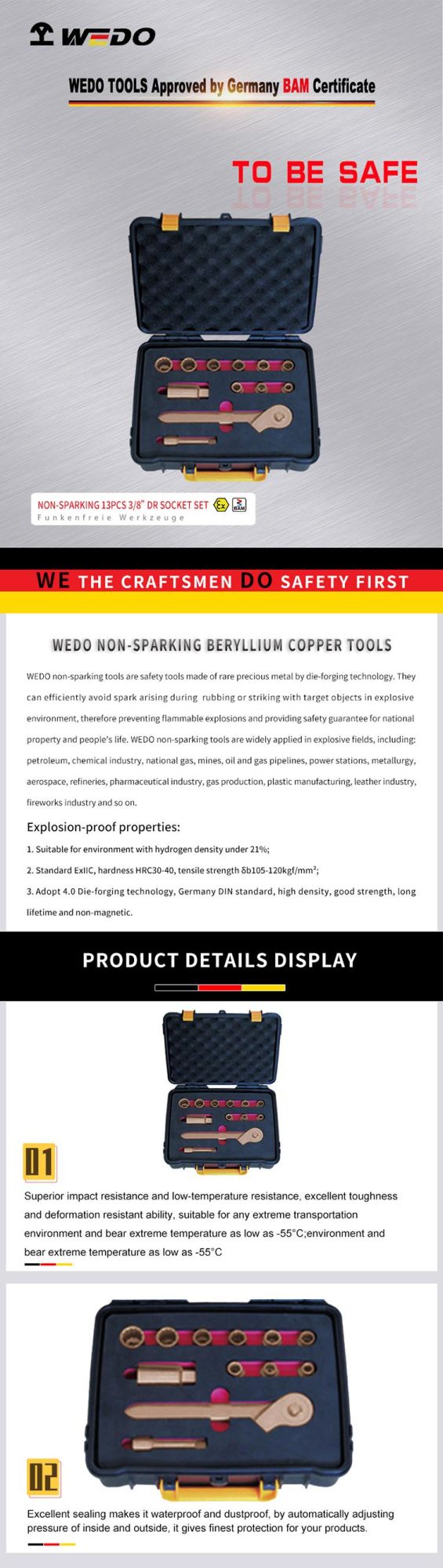 WEDO Non-Sparking 3/8" 13PCS Dr Socket Set