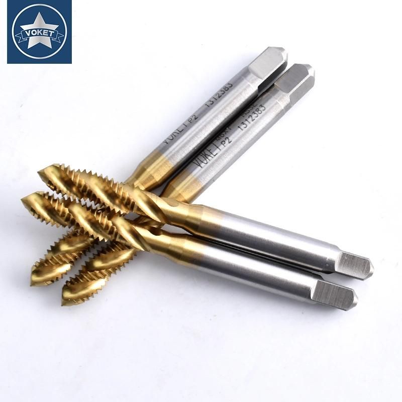 Hsse-M35 Needle Thread with Tin Spiral Fluted Tap Sm 3/32 1/8 9/64 11/64 3/16 13/64 15/64 1/4 9/32 3/8 Machine Thread Screw Tap