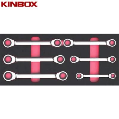 Kinbox Professional Tool Item TF01m151 Double Ring Ratcheting Wrench Set