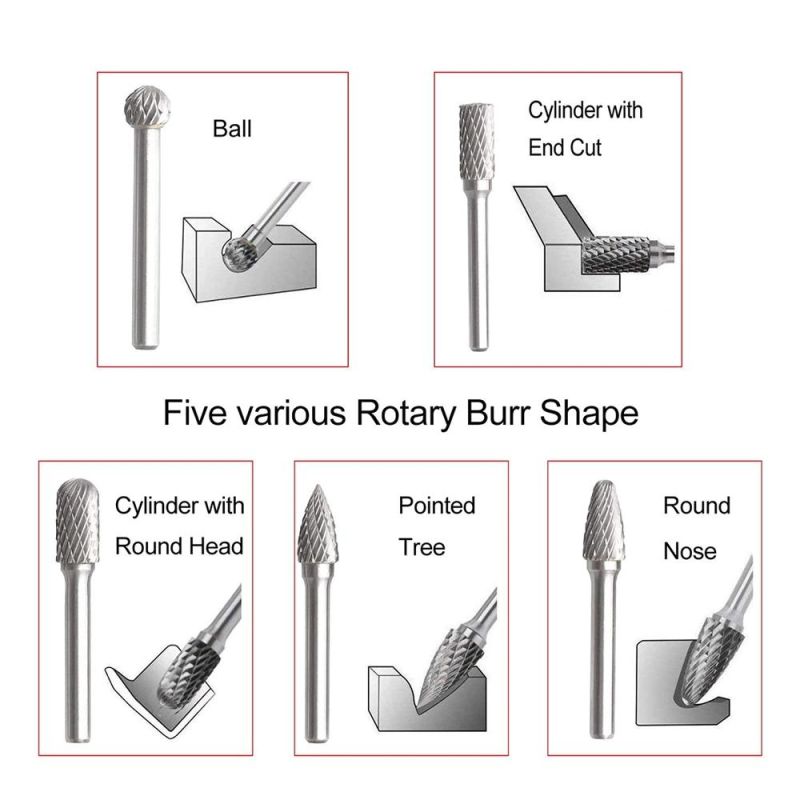 Single Cut Solid Carbide Rotary Burr Set for Metal Polishing