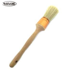 Round Paint Brush with Beech Wooden Handle and Nature Bristle