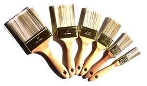 Paint Brush Tapered Polyester Filaments Gold Ferrules Wood Handle