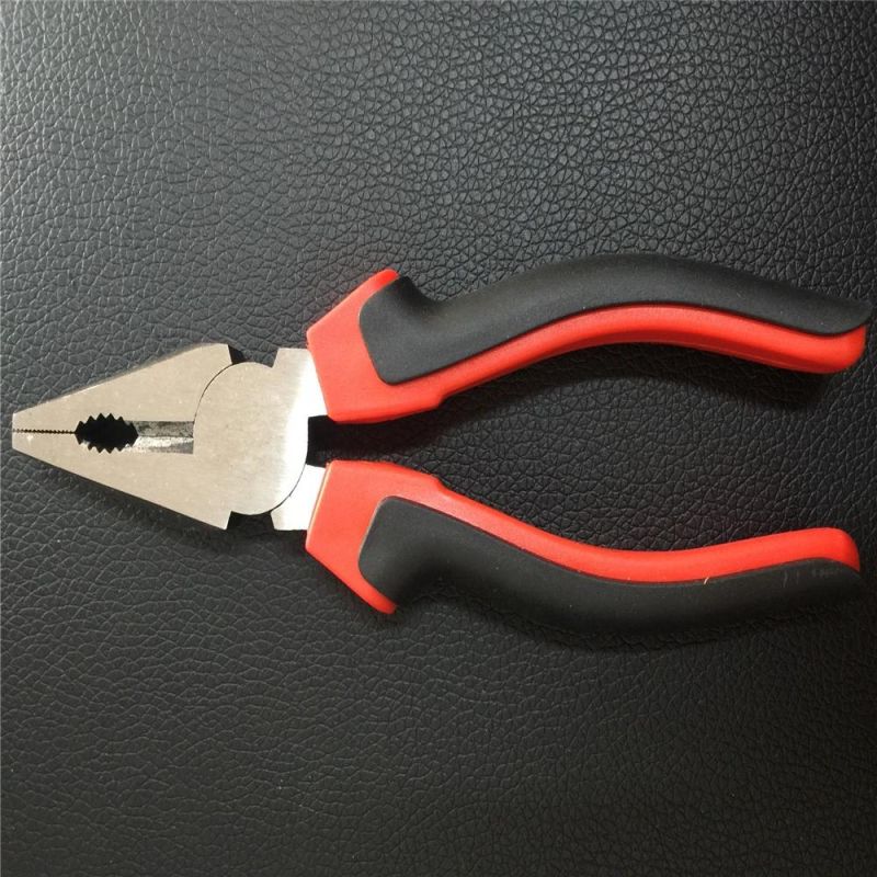 6"/7"/8" Carbon Steel Cutting Combination Plier with Red&Black Double Color Handle