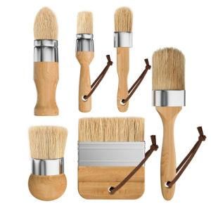 Professional Chalk and Wax Paint Brush 5PC Master Set Large DIY Painting and Waxing Tool Smooth Natural Bristles Brush