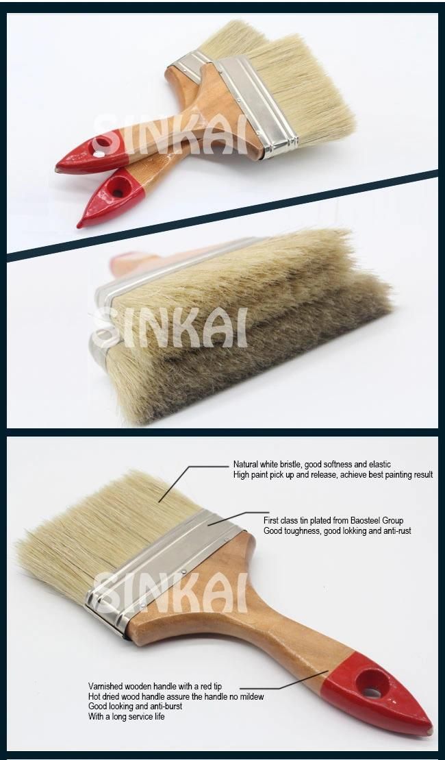Quality Paint Brushes with Natural Bristle and Wood Handle