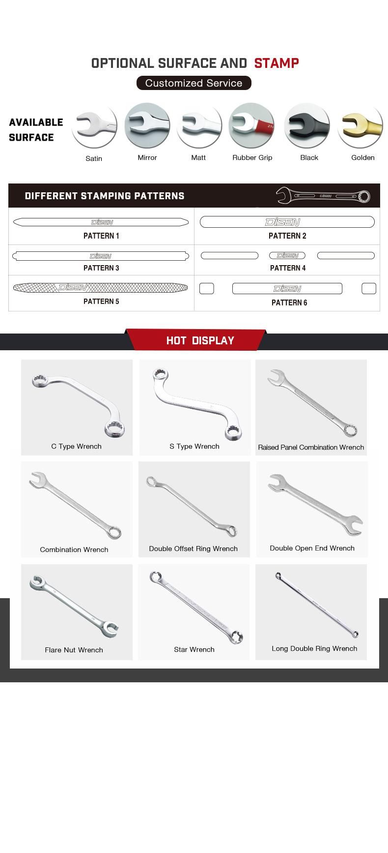 Combination Wrench Set with Tool Roll Packing Car Repairing Spanner Kit with Bag Packing