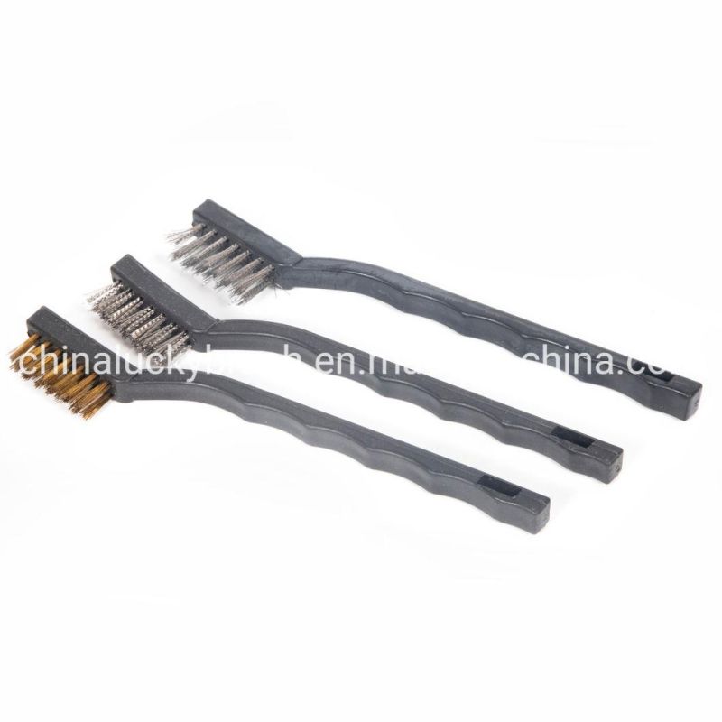 3PCS 7"Mini Wire Brush Set/Mini Wooden Handle Steel Wire Stainless Steel Cleaning or Polishing or Rust Removal Set Brush (YY-500)