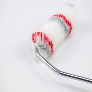 Long Yellow Handle Red and Gray Striped Roller Brush Hardware Tool on White