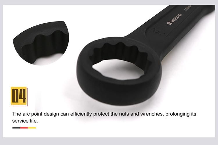 WEDO Striking Box Wrench Strong Torque Labor Saving Black-Spray on Surface 40cr Slogging Ring Spanner