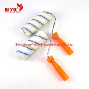 Professional Wall Decoration Yellow and Blue Fabric with Orange Handle Paint Roller Brush